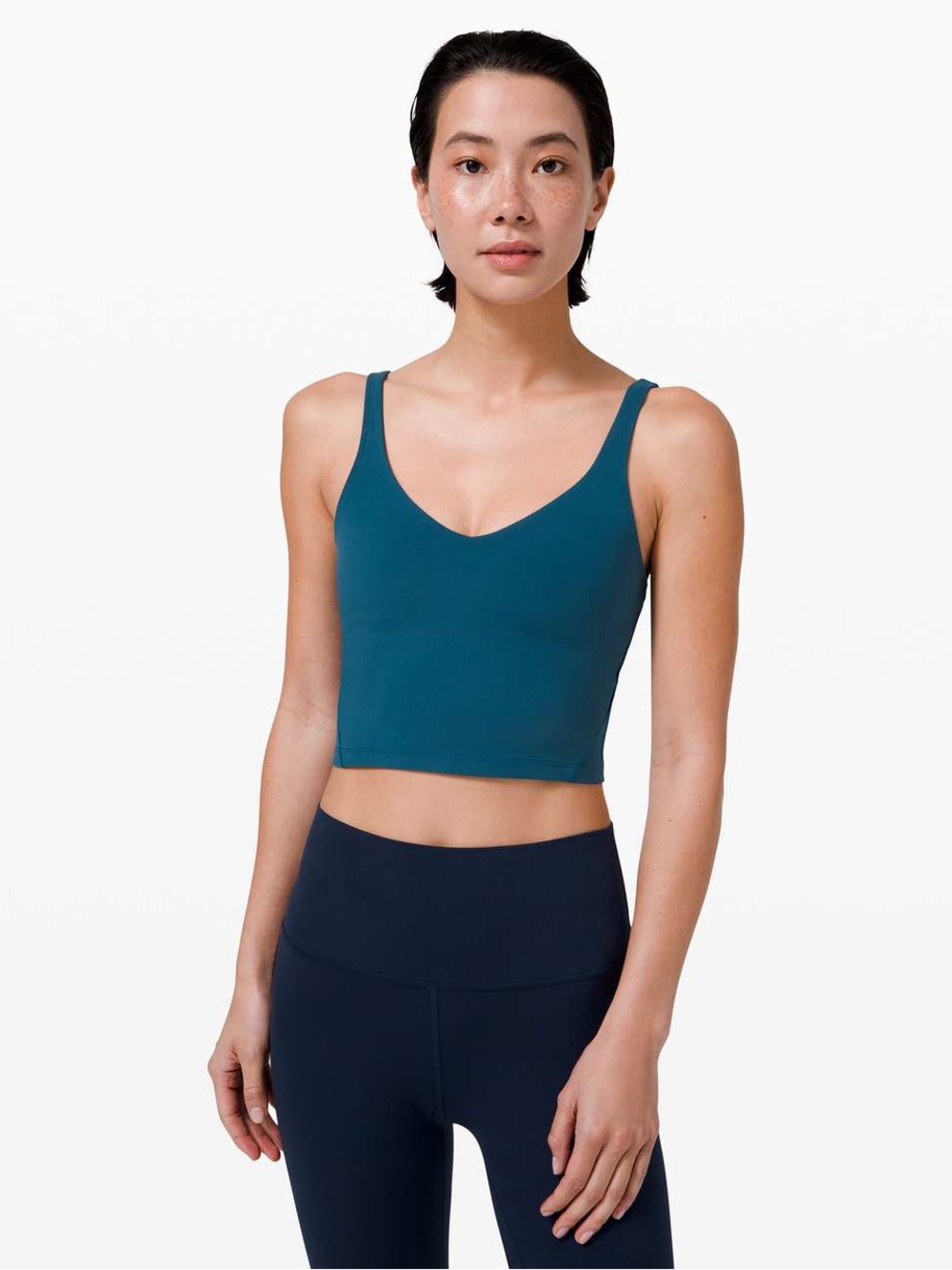 lululemon athletica Teal V-Neck Crop Tank Top